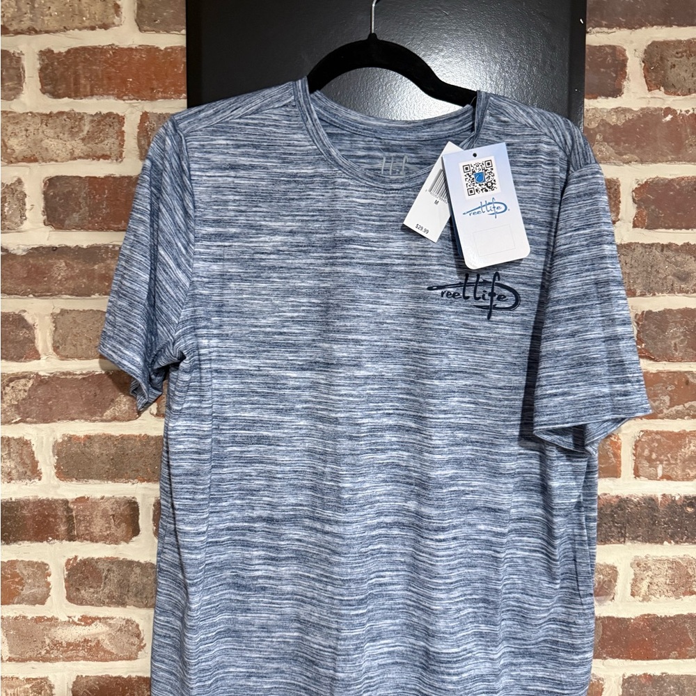 NWT Reel Life Men's Fishing Short Sleeve Space-Dye Tee in Blue